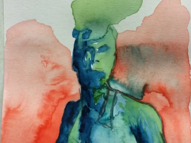 Watercolour image of person on Katherine Engel Psychotherapy website